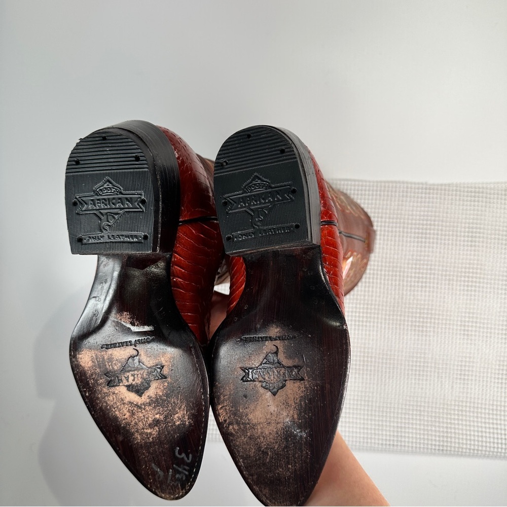 African Boot Co western python leather cowboy boo… - image 8